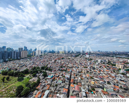 鳥瞰印度尼西亞首都雅加達老城區城市天際線 100089369
