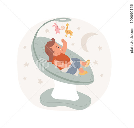 Automatic baby rocker isolated cartoon vector illustration. Adorable child lying in bouncer chair, automatic baby rocker, vibrating newbowrn crib, kids bedtime, sleep hygiene vector cartoon. Automatic baby rocker isolated cartoon vector illustration. Adorable child lying in bouncer chair, automatic baby rocker, vibrating newbowrn crib, kids bedtime, sleep hygiene vector cartoon. 100090166