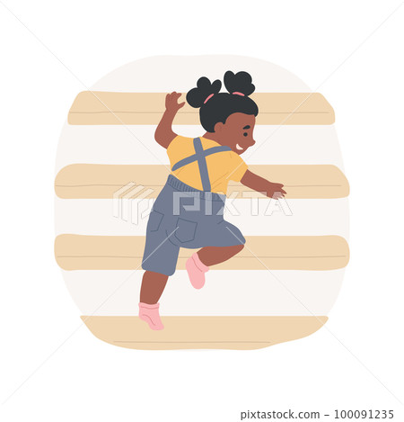 Walking up the stairs isolated cartoon vector illustration. Walking up and down the stairs, toddler development milestone, child movement and physical skills, early education vector cartoon. 100091235