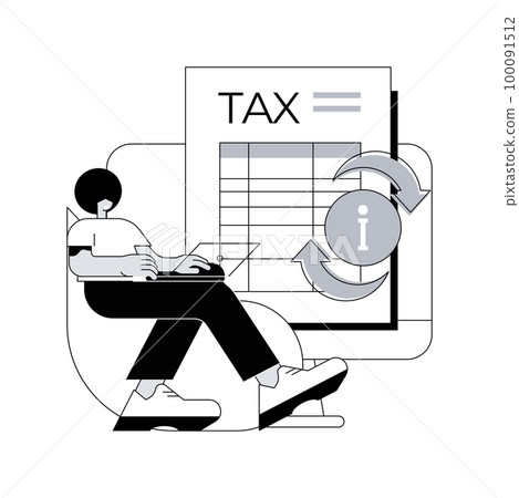Provide and update your personal information abstract concept vector illustration. Tax filing, gather paperwork, employer form, earnings statement documents, online software abstract metaphor. 100091512