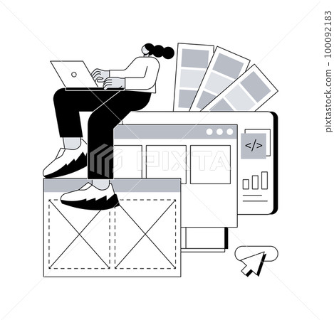 Interface design abstract concept vector illustration. User interface engineering, visual element, create website and application, responsive design, usability test, hierarchy abstract metaphor. 100092183
