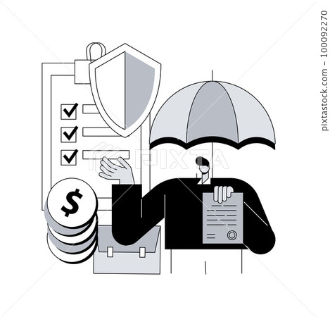 Employment insurance abstract concept vector illustration. Sickness benefits, income replacement, quarantined employee, submit application form, legal document, compensation abstract metaphor. Employment insurance abstract concept vector illustration. Sickness benefits, income replacement, quarantined employee, submit application form, legal document, compensation abstract metaphor. 100092270