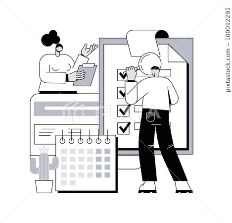 Project delivery abstract concept vector illustration. Project planning, successful management, time and budget, customer expectations, helpdesk software, task requirements abstract metaphor. Project delivery abstract concept vector illustration. Project planning, successful management, time and budget, customer expectations, helpdesk software, task requirements abstract metaphor. 100092291