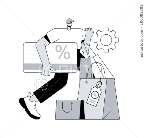 Discount and loyalty card abstract concept vector illustration. Loyalty program and customer service, retail reward card, collecting points, frequent client, discount price abstract metaphor. Discount and loyalty card abstract concept vector illustration. Loyalty program and customer service, retail reward card, collecting points, frequent client, discount price abstract metaphor. 100092292