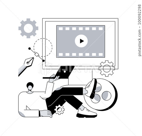 Motion graphic design abstract concept vector illustration. Motion design, postproduction studio, video production service, graphic designer work, online course, creative studies abstract metaphor. Motion graphic design abstract concept vector illustration. Motion design, postproduction studio, video production service, graphic designer work, online course, creative studies abstract metaphor. 100092298