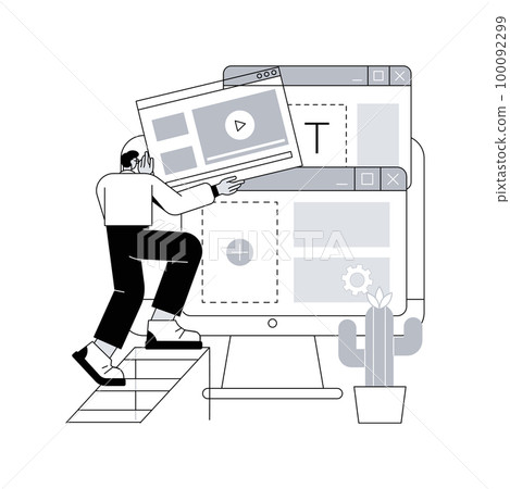 Site design abstract concept vector illustration. Web design studio, site development company, business landing page, about us, corporate homepage creation service, interface abstract metaphor. Site design abstract concept vector illustration. Web design studio, site development company, business landing page, about us, corporate homepage creation service, interface abstract metaphor. 100092299