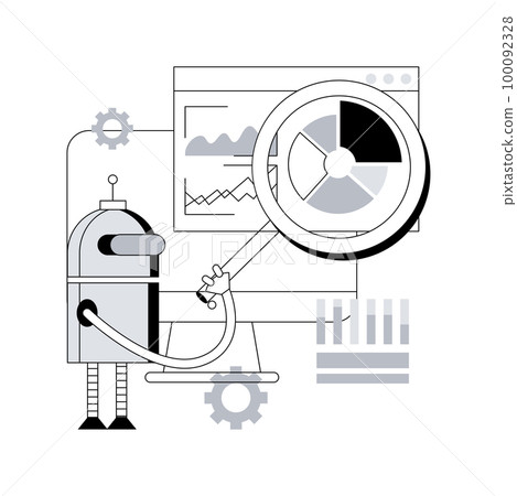 Robotic process automation abstract concept vector illustration. Business process automation, robot service, automated processing, AI-based digital worker, software robotics abstract metaphor. 100092328