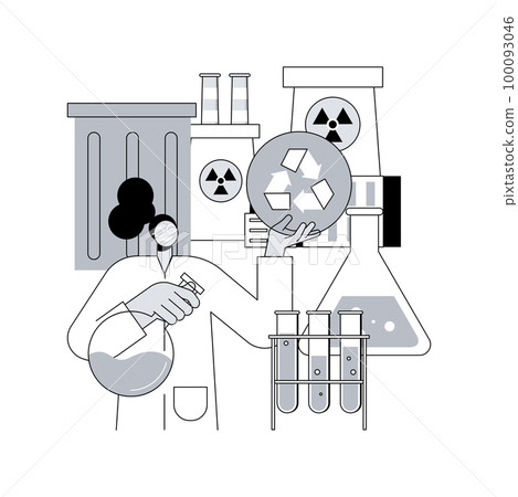 Chemical recycling abstract concept vector illustration. Hazardous waste management, plastics recycling method, polymeric material reuse, chemical trash disposal and utilization abstract metaphor. 100093046