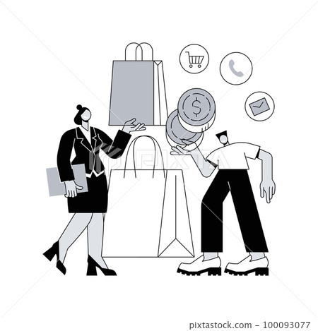 Clienting abstract concept vector illustration. Retail clienting practice, successful service, personalized sale, customer needs satisfaction, client loyalty, management abstract metaphor. Clienting abstract concept vector illustration. Retail clienting practice, successful service, personalized sale, customer needs satisfaction, client loyalty, management abstract metaphor. 100093077