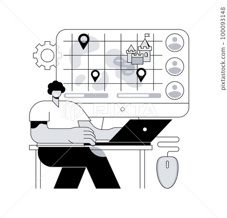 Strategy online games abstract concept vector illustration. Pc games, real-time multiplayer warfare, mobile strategy game, mouse MMOG, browser RPG, massive online multiplayer abstract metaphor. 100093148