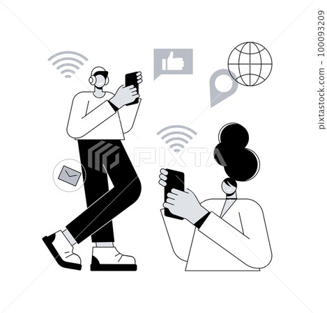 Connected living abstract concept vector illustration. Global online services, intelligent devices network, ubiquitous connectivity, seamless supported connection, IoT technology abstract metaphor. 100093209