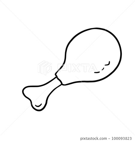 Fried chicken leg. Outline doodle illustration fast food 100093823