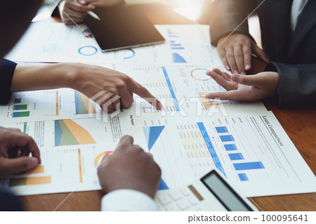 business group people meeting and discuss, plan financial budgets for investments, planning new marketing strategies to fight with competitors. business group people meeting and discuss, plan financial budgets for investments, planning new marketing strategies to fight with competitors. 100095641