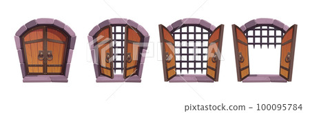 Medieval castle gates. Old wooden doors Medieval castle gates. Old wooden doors 100095784