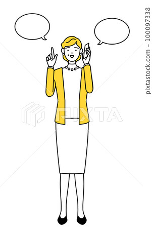 Retired senior/middle-aged woman pointing while making a phone call Retired senior/middle-aged woman pointing while making a phone call 100097338