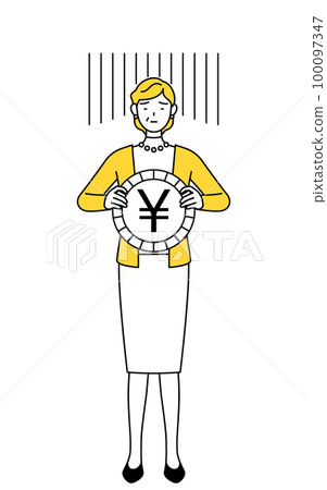 外匯損失和日元貶值形象,已退休的老年和中年婦女 外匯損失和日元貶值形象,已退休的老年和中年婦女 100097347