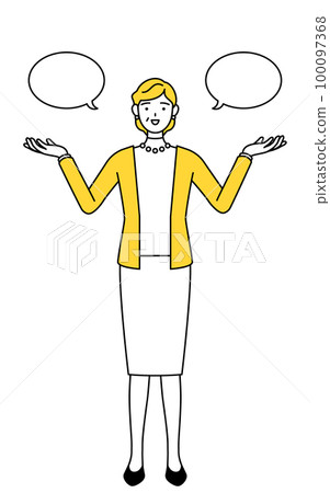 Senior and middle-aged women who have retired and make comparisons 100097368