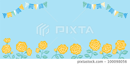 Illustration banner of yellow roses and garland for Father's Day 100098056