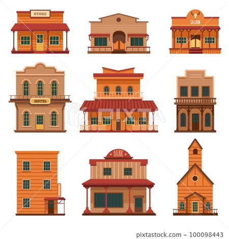 Wild west architecture, wooden buildings design Wild west architecture, wooden buildings design 100098443