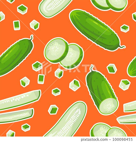 Sliced and diced cucumber, seamless pattern print Sliced and diced cucumber, seamless pattern print 100098455