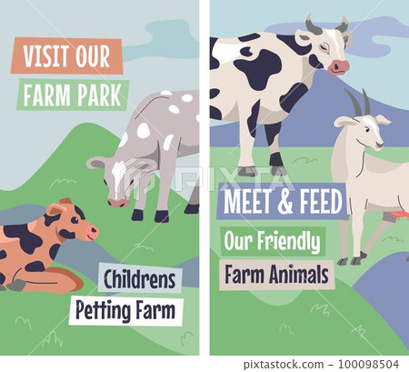 Farm park for children, animals for petting vector 100098504