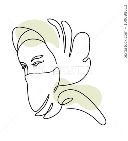 Woman in hijab and veil covering face and head 100098613