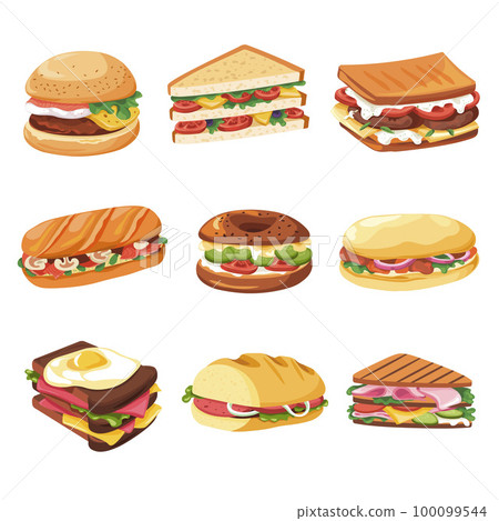 Sandwiches and snacks, fast food dishes and meals 100099544