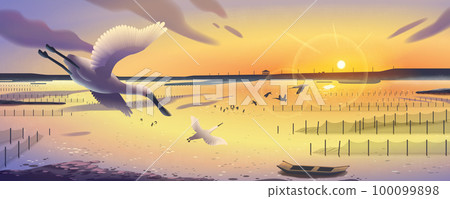 Beautiful sunset landscape banner 100099898