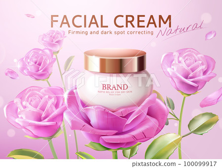 3D rose facial cream ad poster 100099917