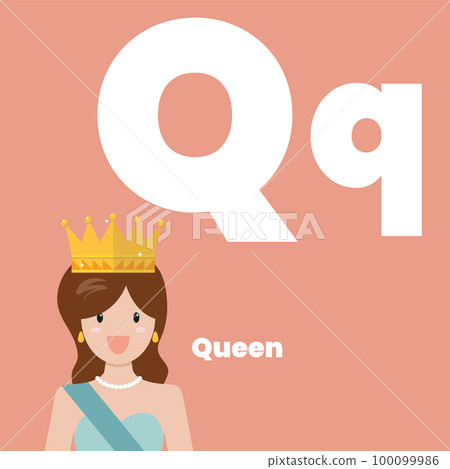 Cute children ABC alphabet flashcard words with the letter Q Cute children ABC alphabet flashcard words with the letter Q 100099986