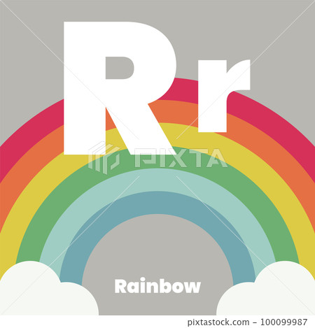 Cute children ABC alphabet flashcard words with the letter R 100099987