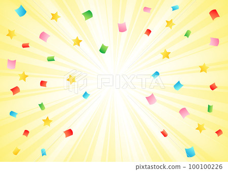 Yellow concentration line and confetti background horizontal Yellow concentration line and confetti background horizontal 100100226
