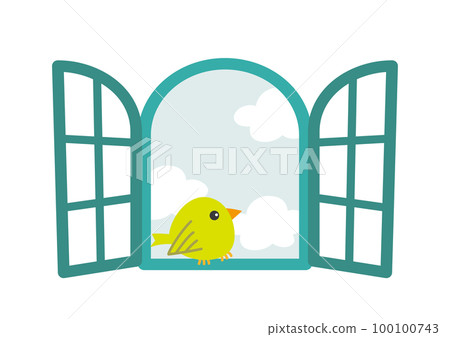 一隻小鳥和一扇窗戶的插圖 100100743
