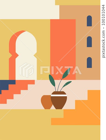 Exterior of facade of home, house view vector 100101044