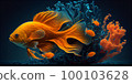 Underwater Scene With Coral Reef And Exotic Fishes. Generative AI 100103628
