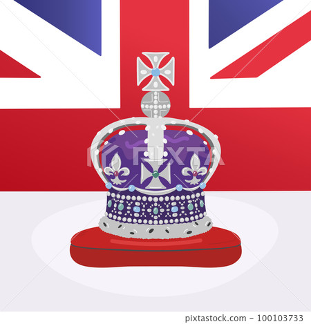 King crown on background of the flag of Britain King crown on background of the flag of Britain 100103733