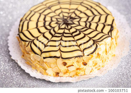 Esterhazy cake close-up on a light background. Esterhazy cake close-up on a light background. 100103751