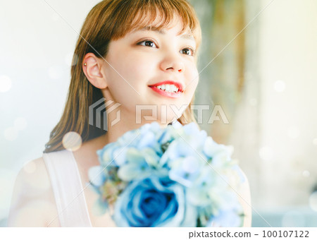 Beauty portrait of a beautiful female model Hydrangea 100107122