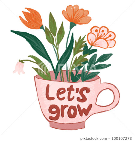 Hand drawn illustration of let&rsquo;s grown phrase - Stock 