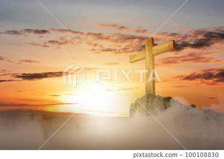 Christian Cross on the rock hill Christian Cross on the rock hill 100108830