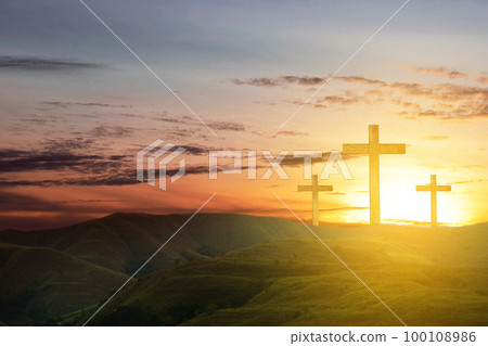 Christian Cross on the hill 100108986