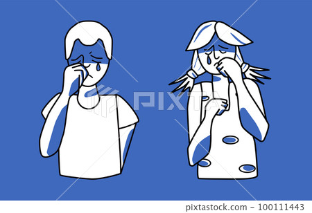 Sad boy and girl, emotion of sorrow. Sad boy and girl, emotion of sorrow. 100111443