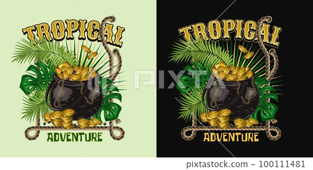 Label about tropical adventure Label about tropical adventure 100111481