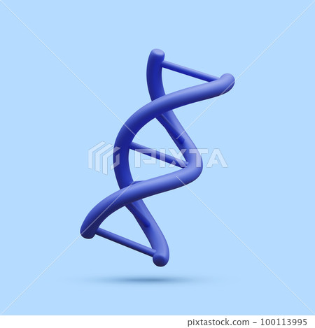 3d realistic medical spiral genetic dna isolated in blue background. Banner for molecular chemistry, physics science, biochemistry in cartoon style. Vector illustration 100113995