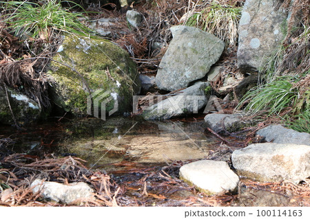 Clear water on the mountain trail Clear water on the mountain trail 100114163