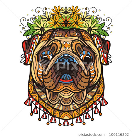 Abstract head of pug dog vector illustration 100116202