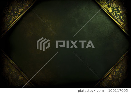 Grunge metal, grainy, stone texture green and golden color. Generated AI. 100117095