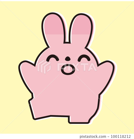 Rabbit illustration _ line drawing _ smile _ dance 100118212
