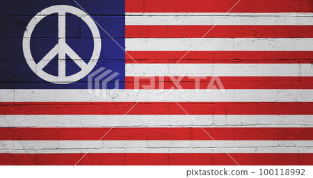 US Peace Flag painted on a wall 100118992