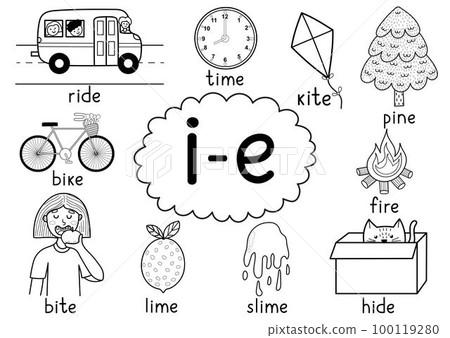 I-e digraph spelling rule black and white educational poster for kids with words I-e digraph spelling rule black and white educational poster for kids with words 100119280
